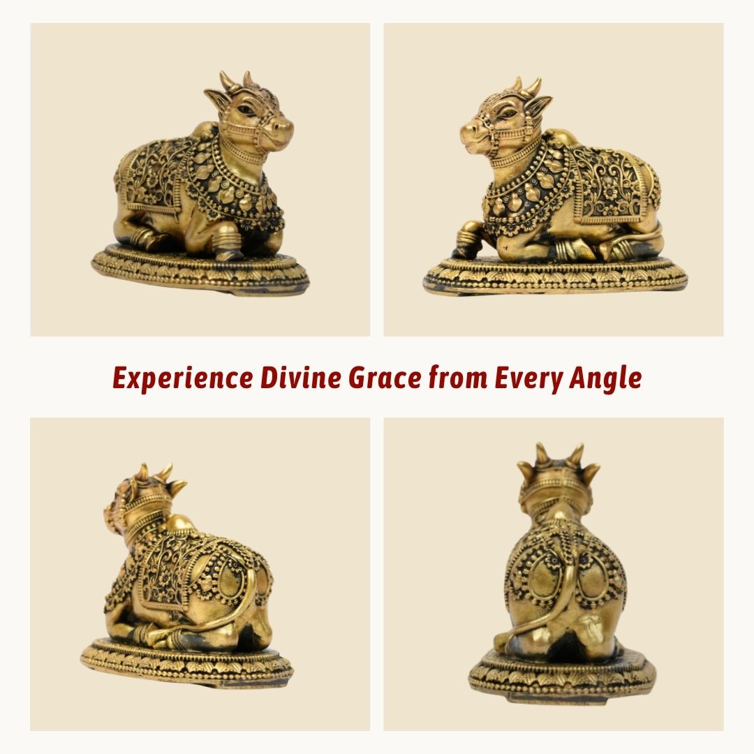 Handcrafted Brass Nandi Idol for Car Dashboard
