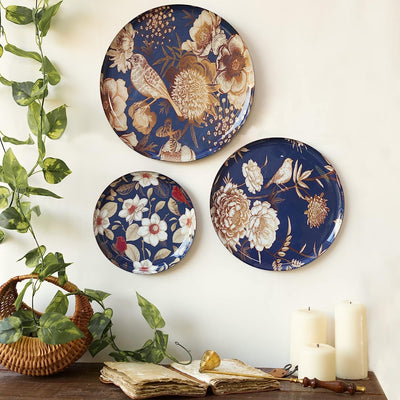 Oriental Blooms Wall Plates- Set of 3