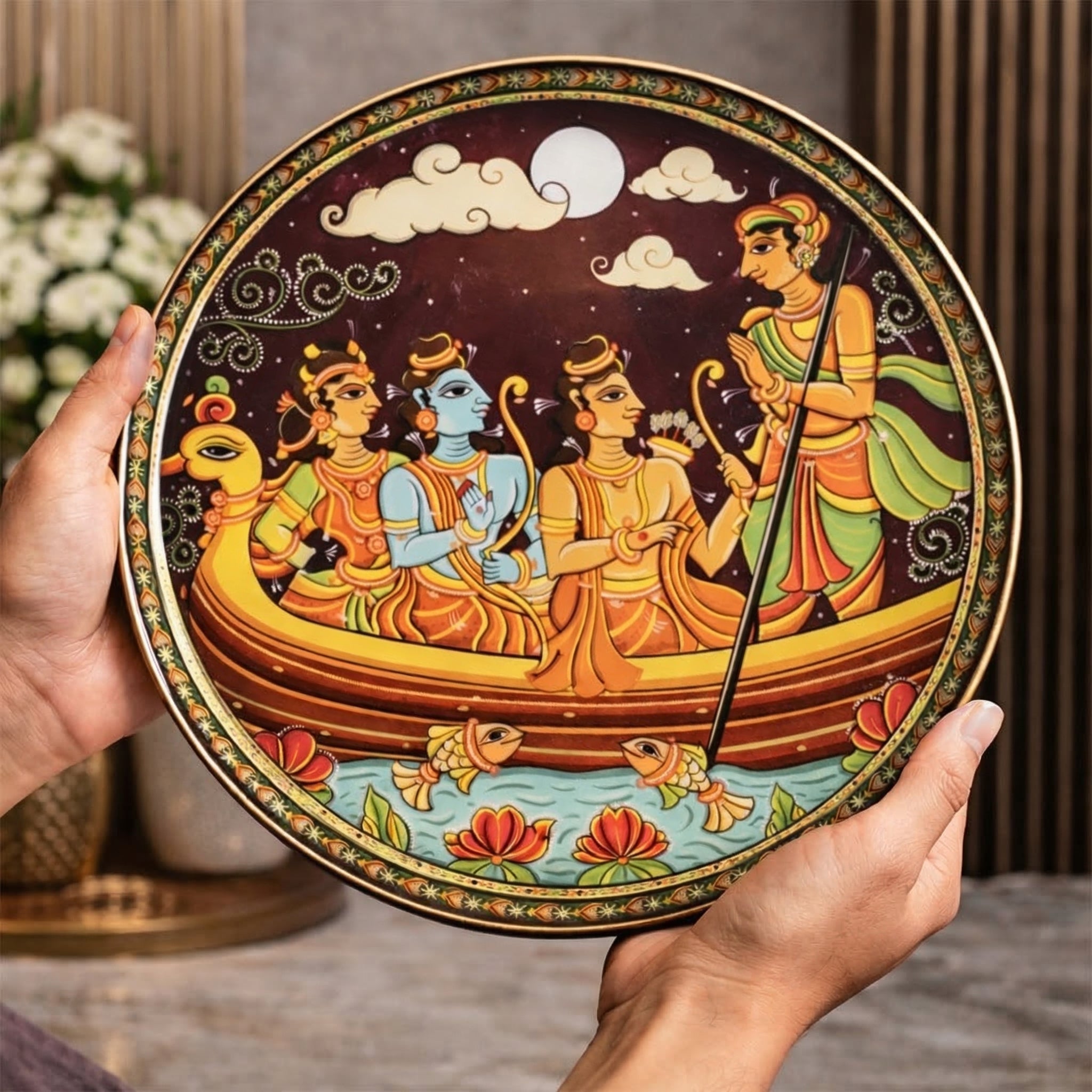 Ramayan Bengal Pattachitra Wall Plates -Set of 9