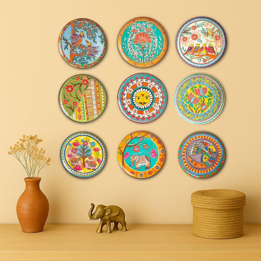 Madhubani Wall Plates - Set of 9