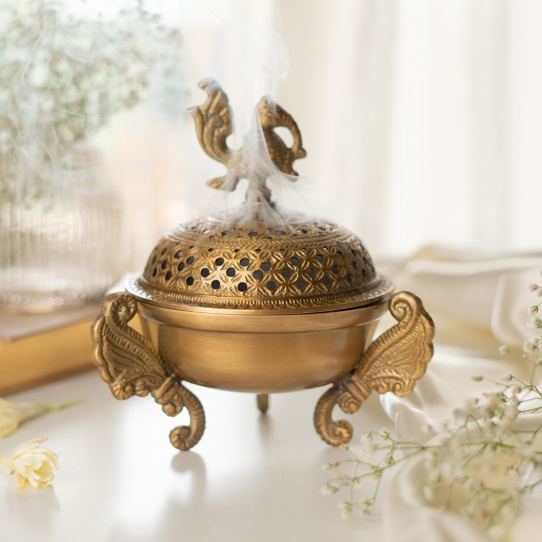 Sanchi Brass Loban lamp / Dhoop Dani / Dhuni