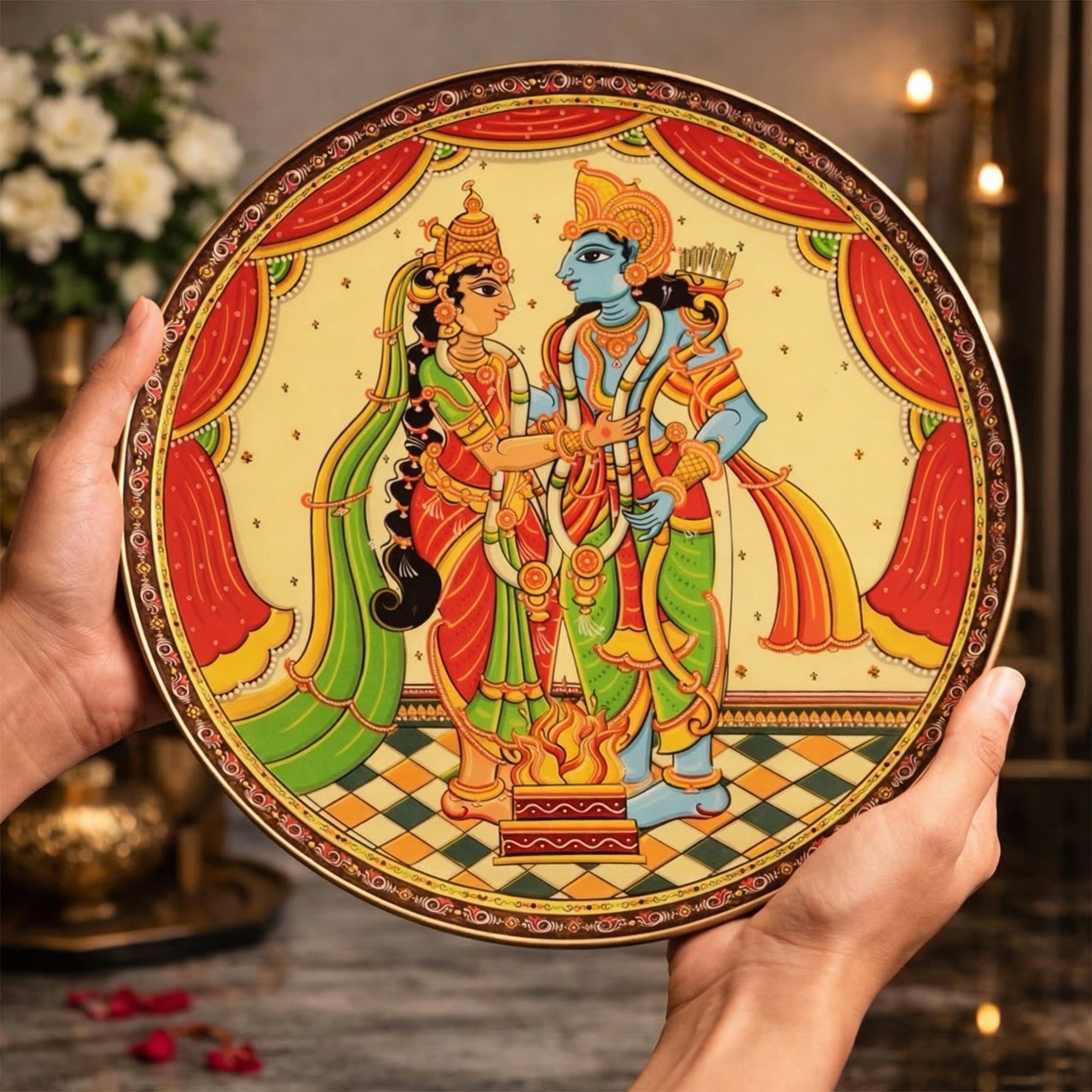 Ramayan Bengal Pattachitra Wall Plates -Set of 9