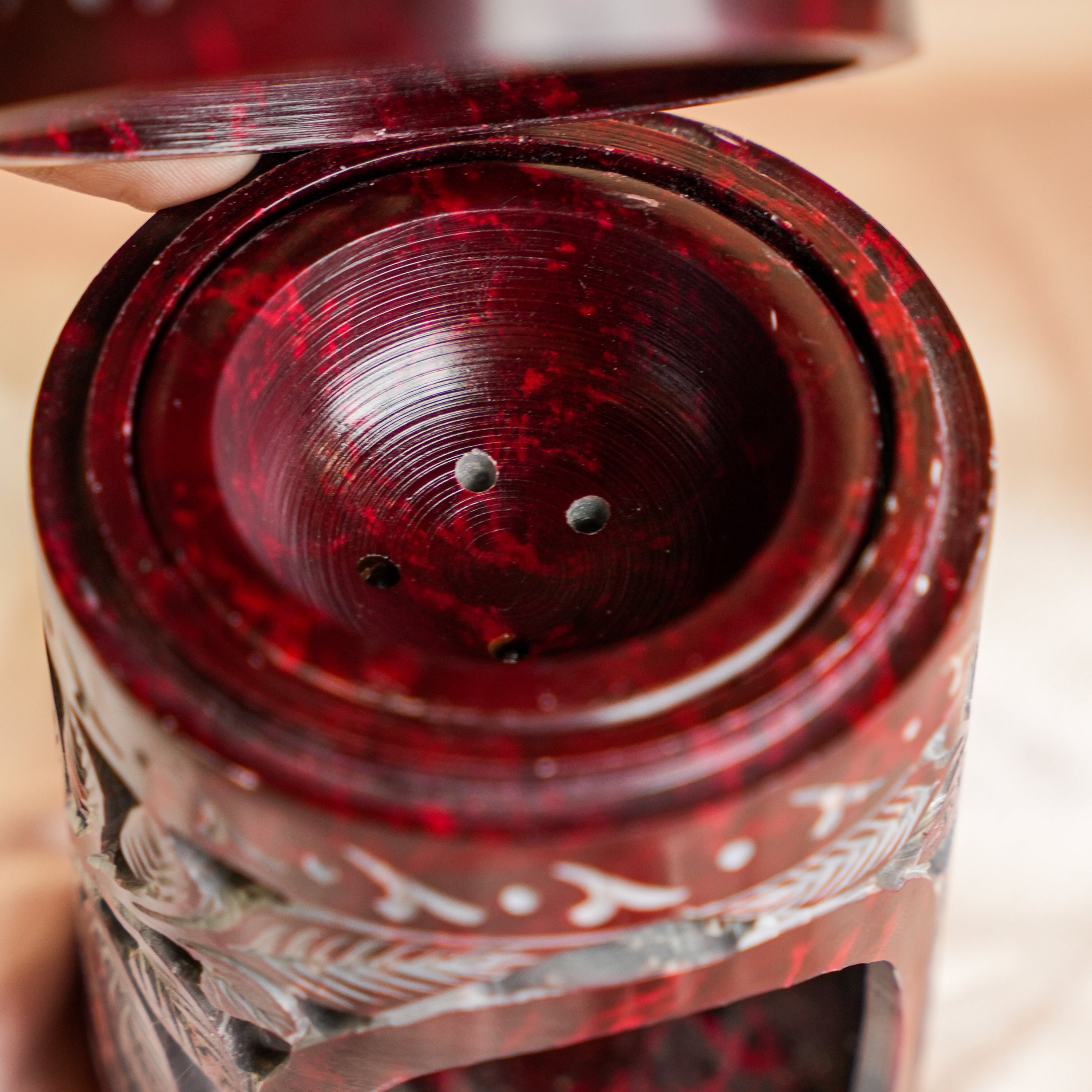 Neerja Maroon Hand Carved Lotus Soapstone Burner Diffuser