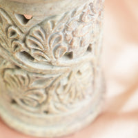 Gulzar White Flower Hand-carved Soapstone Burner Diffuser