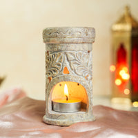 Gulzar White Flower Hand-carved Soapstone Burner Diffuser