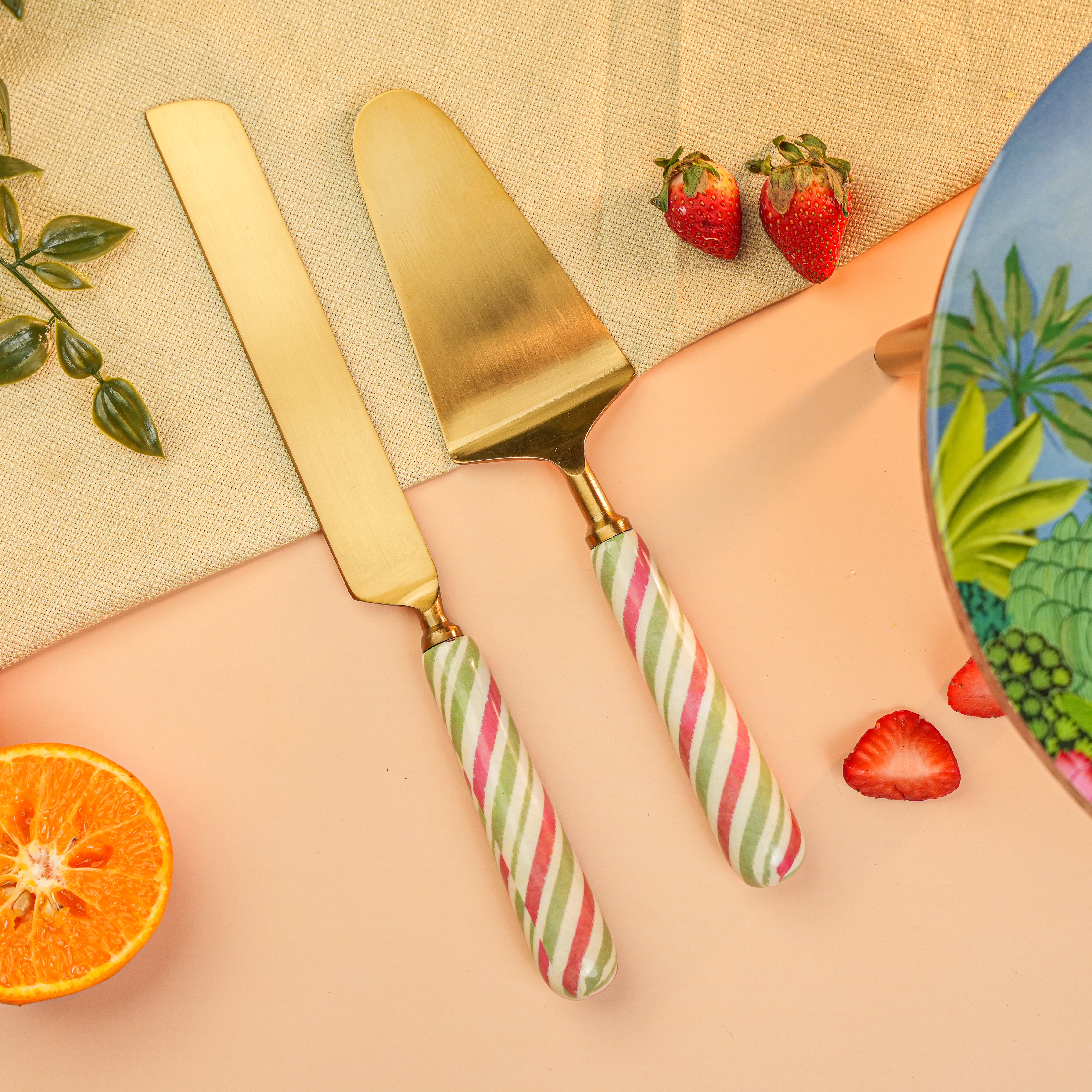 Anar Pushp Cake Knife and Server-Set of 2