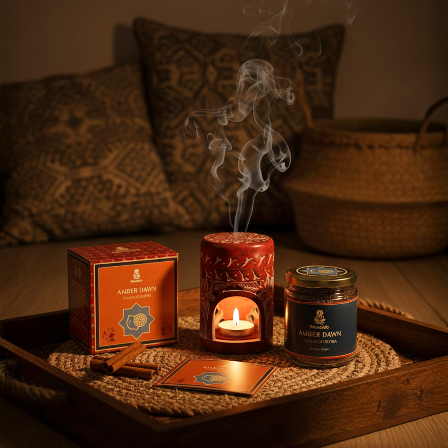 Sugandh Sutra Home Fragrance Bakhoor- Amber Dawn for Stress Relief 65gm