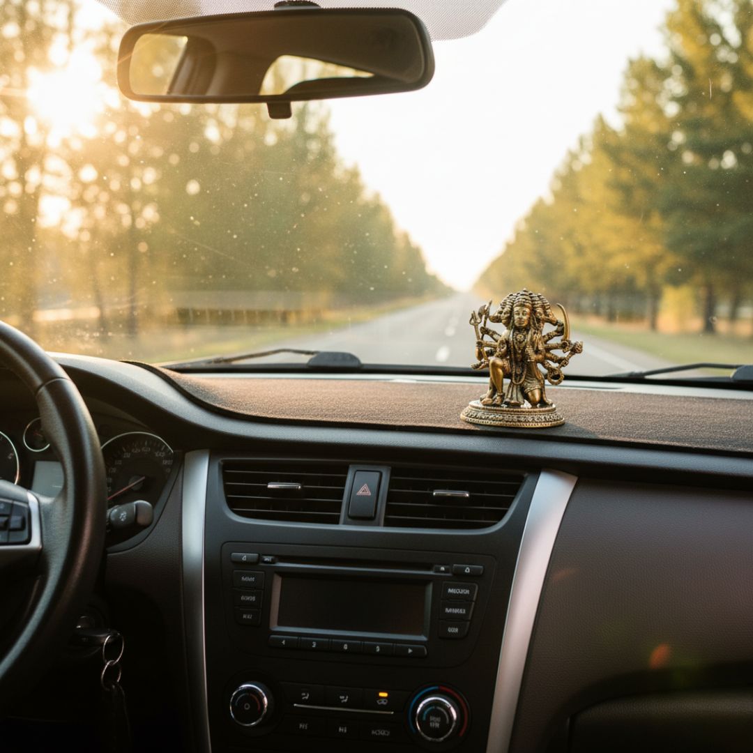 Brass Panchmukhi Hanuman Idol – Lord Hanuman- for Car Dashboard