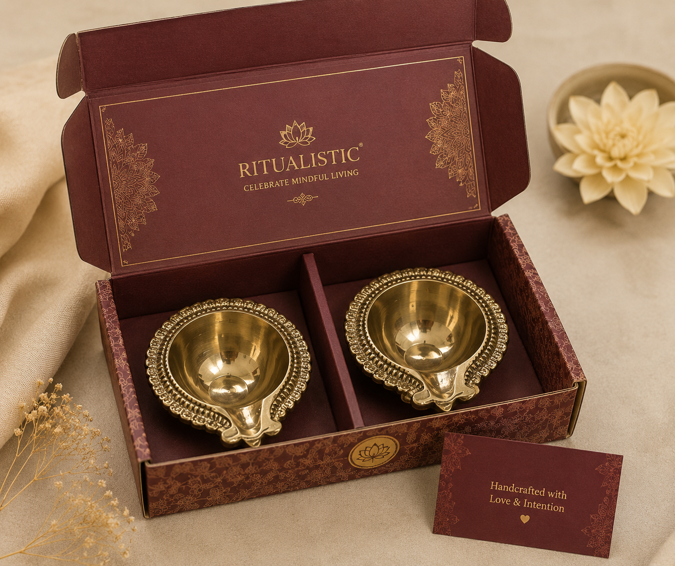 Brass Divya Diya-Set of 2 Gift Box