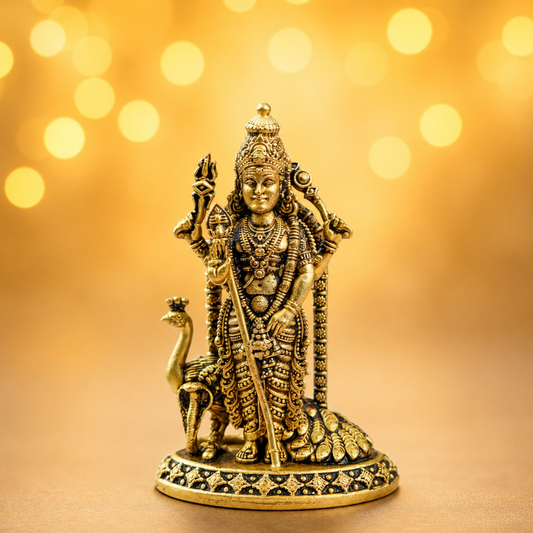 Brass Shaktidhara Kartikeya Idol – for Car Dashboard