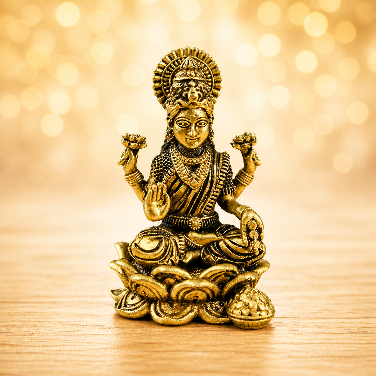 Brass Padma Lakshmi Idol on Lotus Base