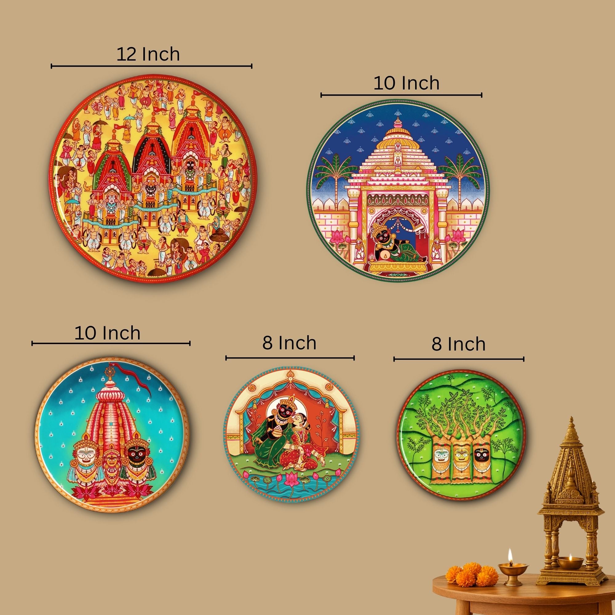 Lord Jagannath Rath Yatra Wall Plates-Set of 5