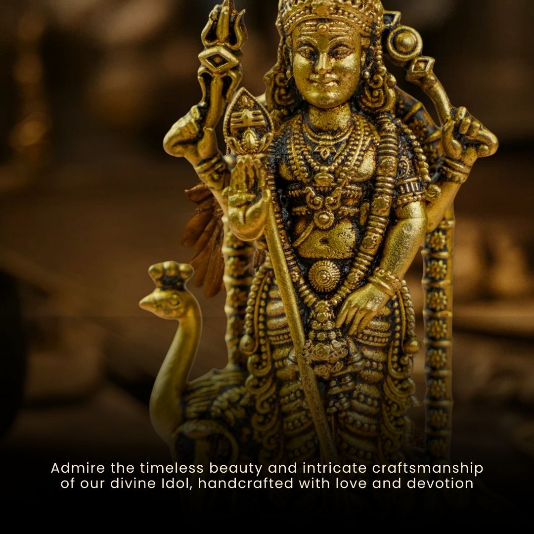 Brass Shaktidhara Kartikeya Idol – for Car Dashboard