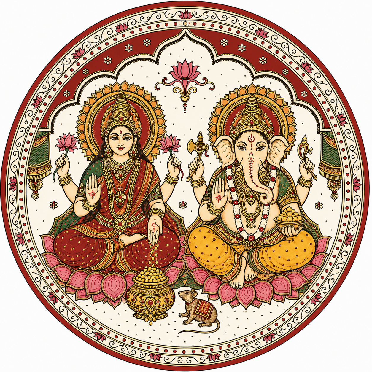 Shree Laxmi Ganesh  – 8 Inch Table Top & Wall Plate with Stand