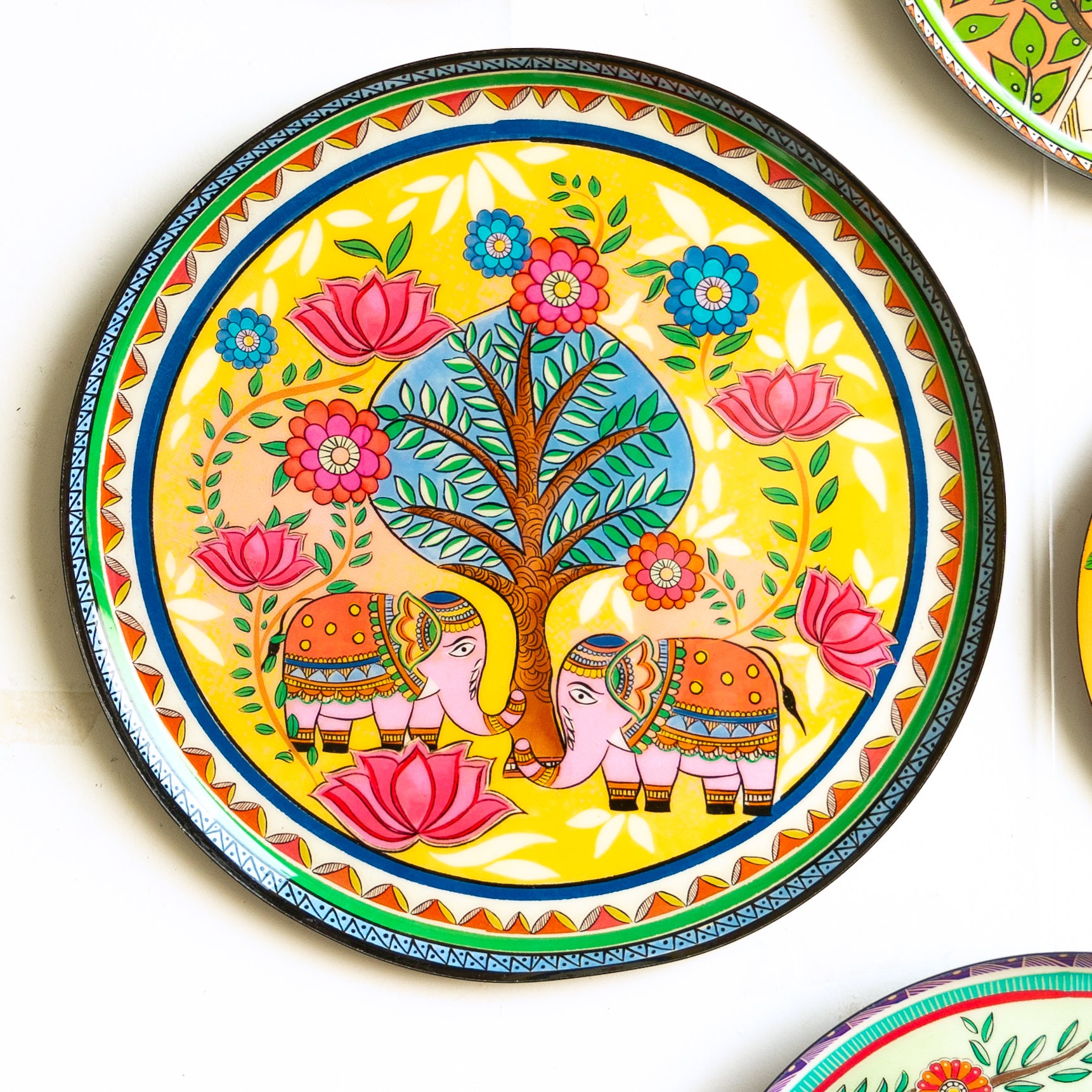 Mithila Madhubani Wall Plates - Set of 5