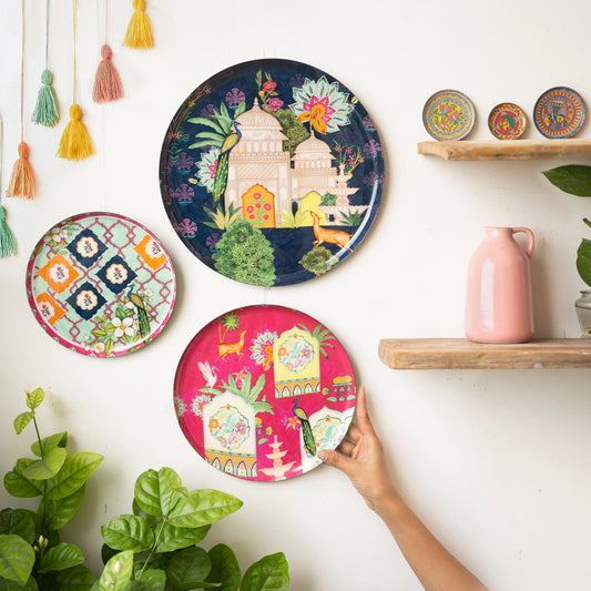 Ajmer Floral Wall Plates- Set of 3