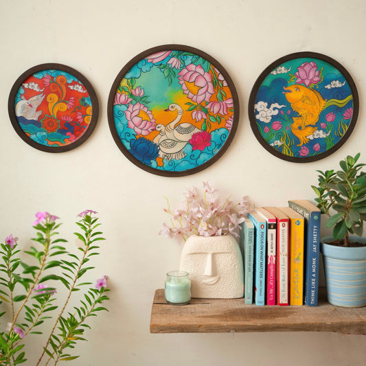Kerala Mural Wall Plates - Set of 3