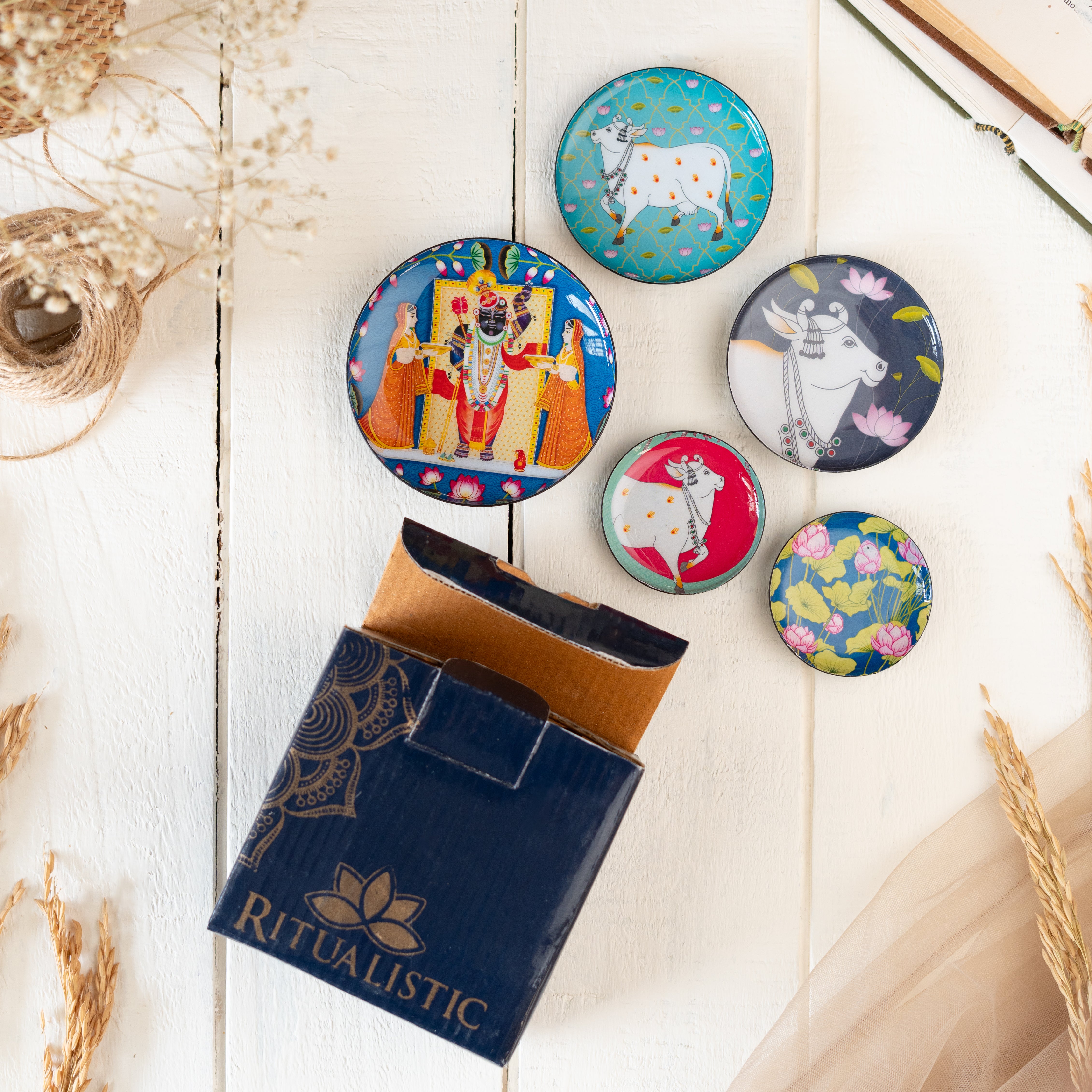 Pichwai Fridge Magnets- Set of 5