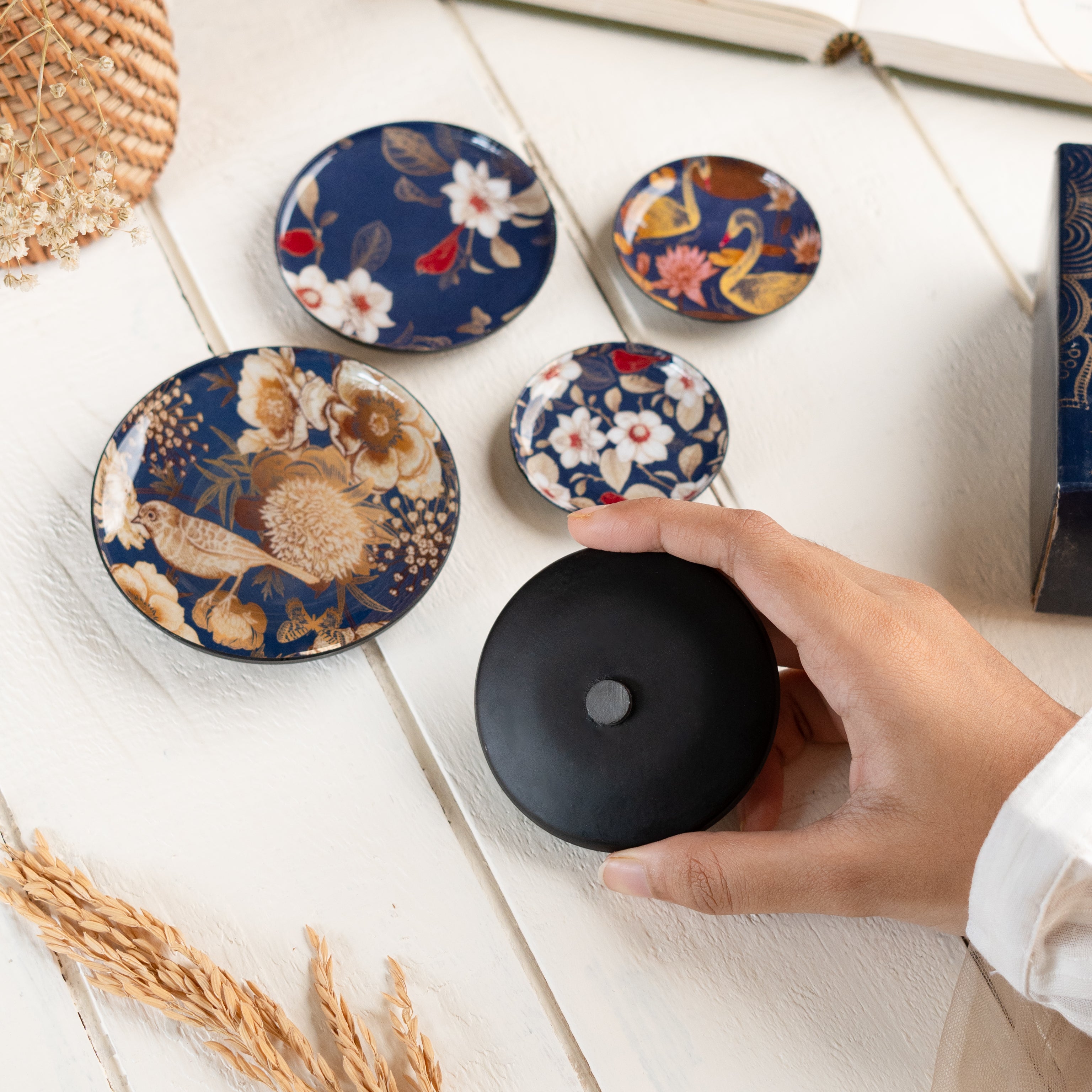 Oriental Blooms Fridge Magnets- Set of 5