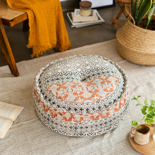 Hand Block Print Round Floor Cushions