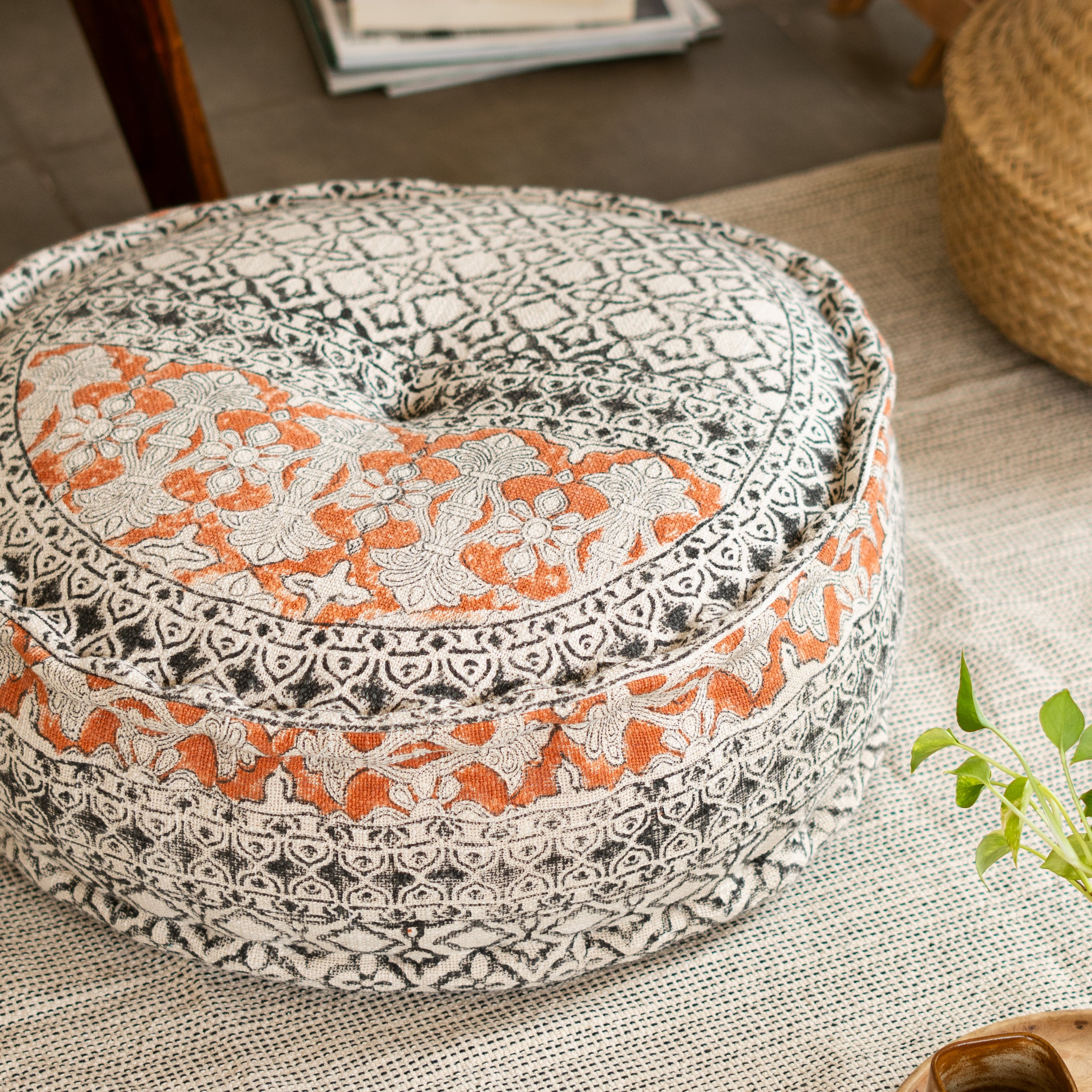 Hand Block Print Round Floor Cushions
