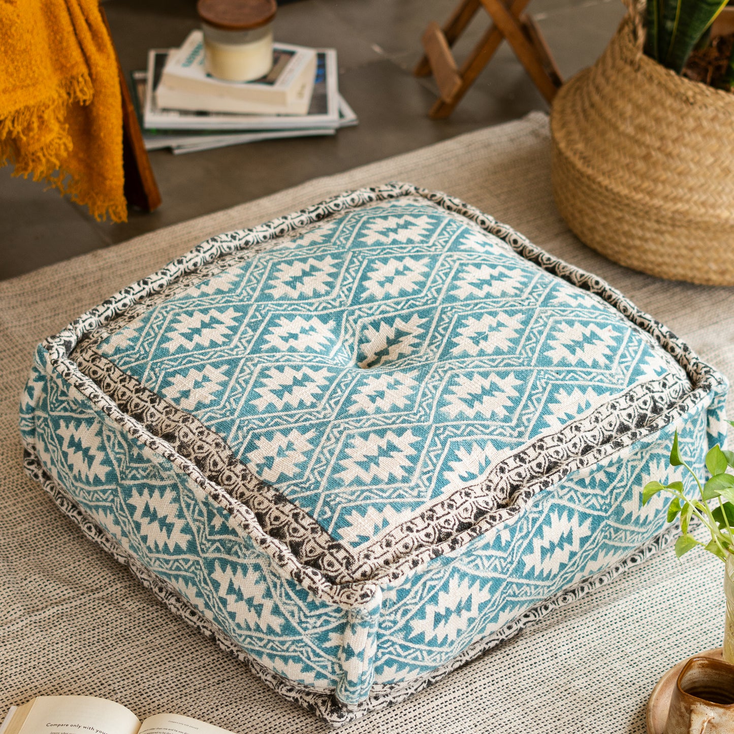 Hand Block Print Square Floor Cushions