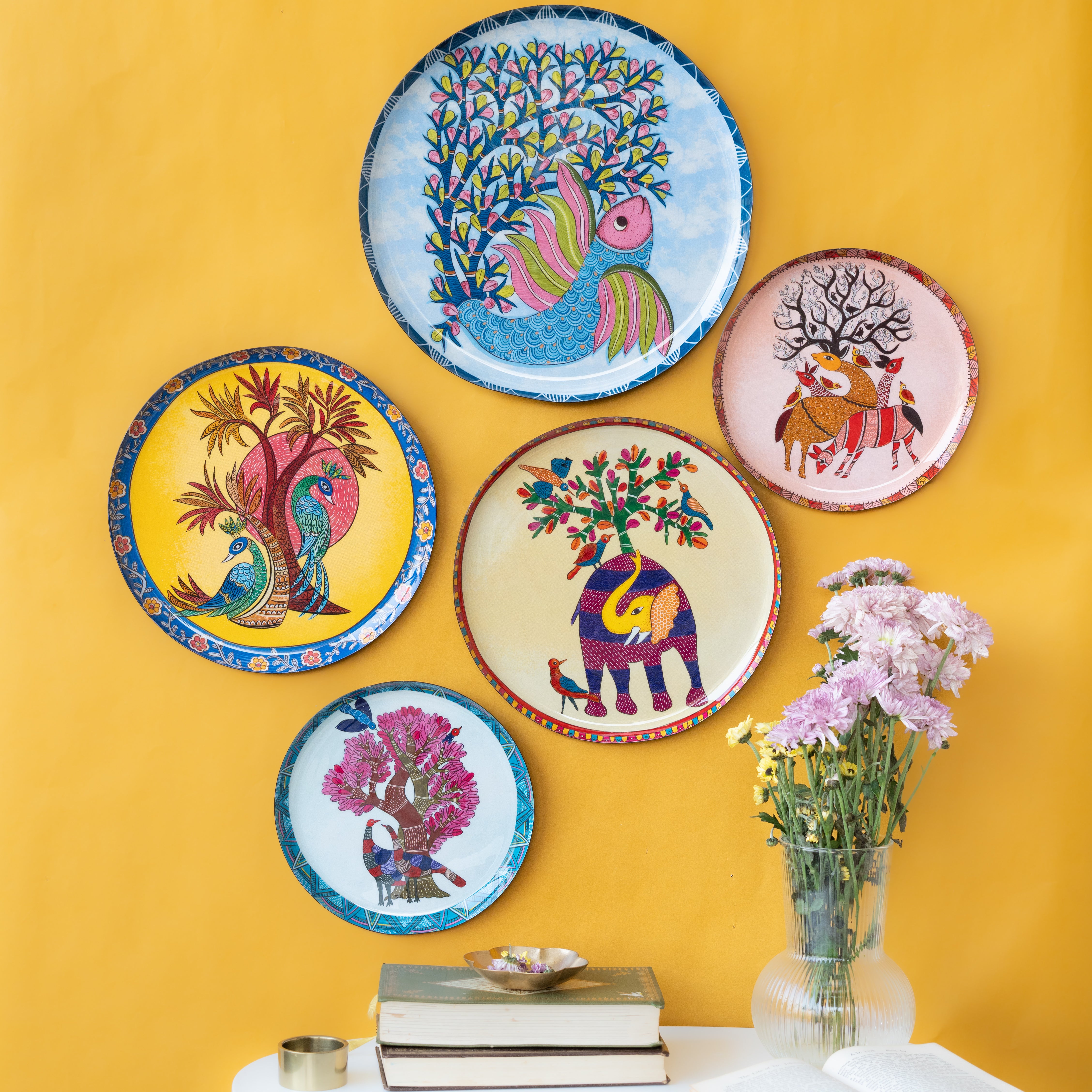 Gondh Art Wall Plates - Set of 5
