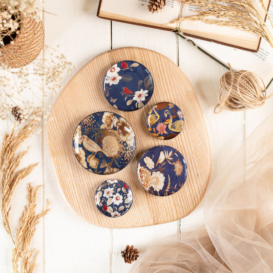 Oriental Blooms Fridge Magnets- Set of 5