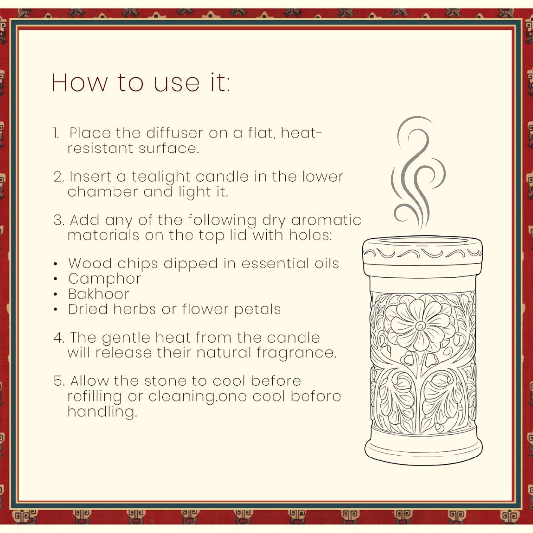 Gulzar White Flower Hand-carved Soapstone Burner Diffuser