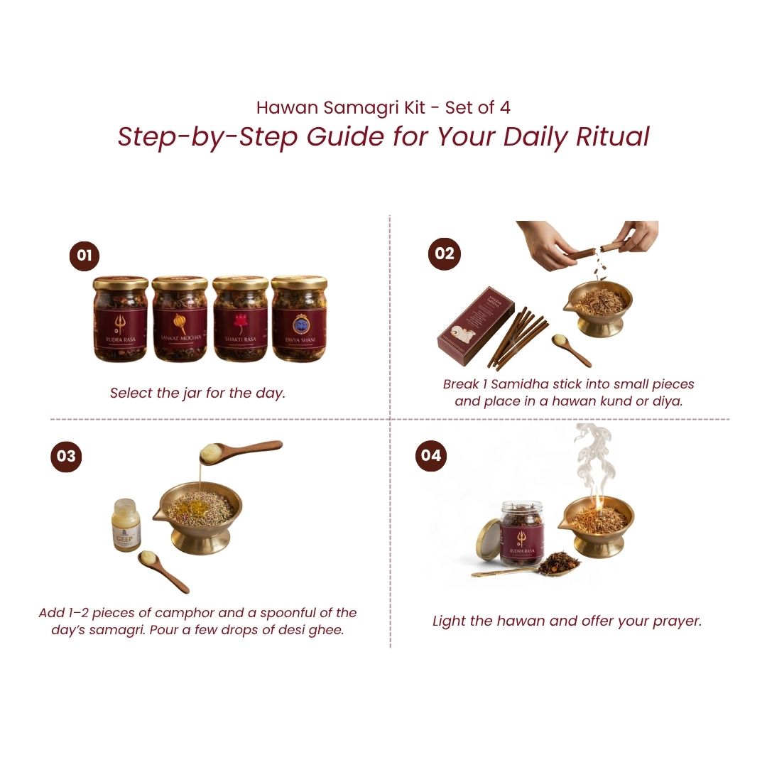 Hawan Samagri Ritual Kit – Set of 4 Sacred Offerings (45 gm each)