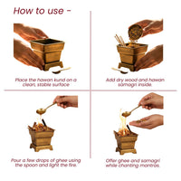 Brass Hawan Kund  with Spoon for Vedic Rituals at Home