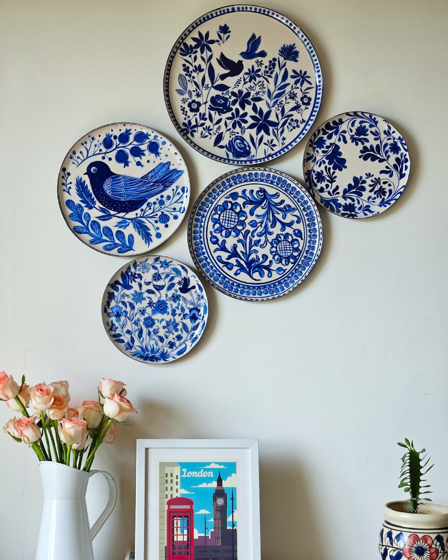 Holland Delft Art Wall Plates- Set of 5
