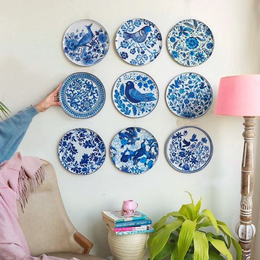 Holland Delft Art Wall Plates- Set of 9