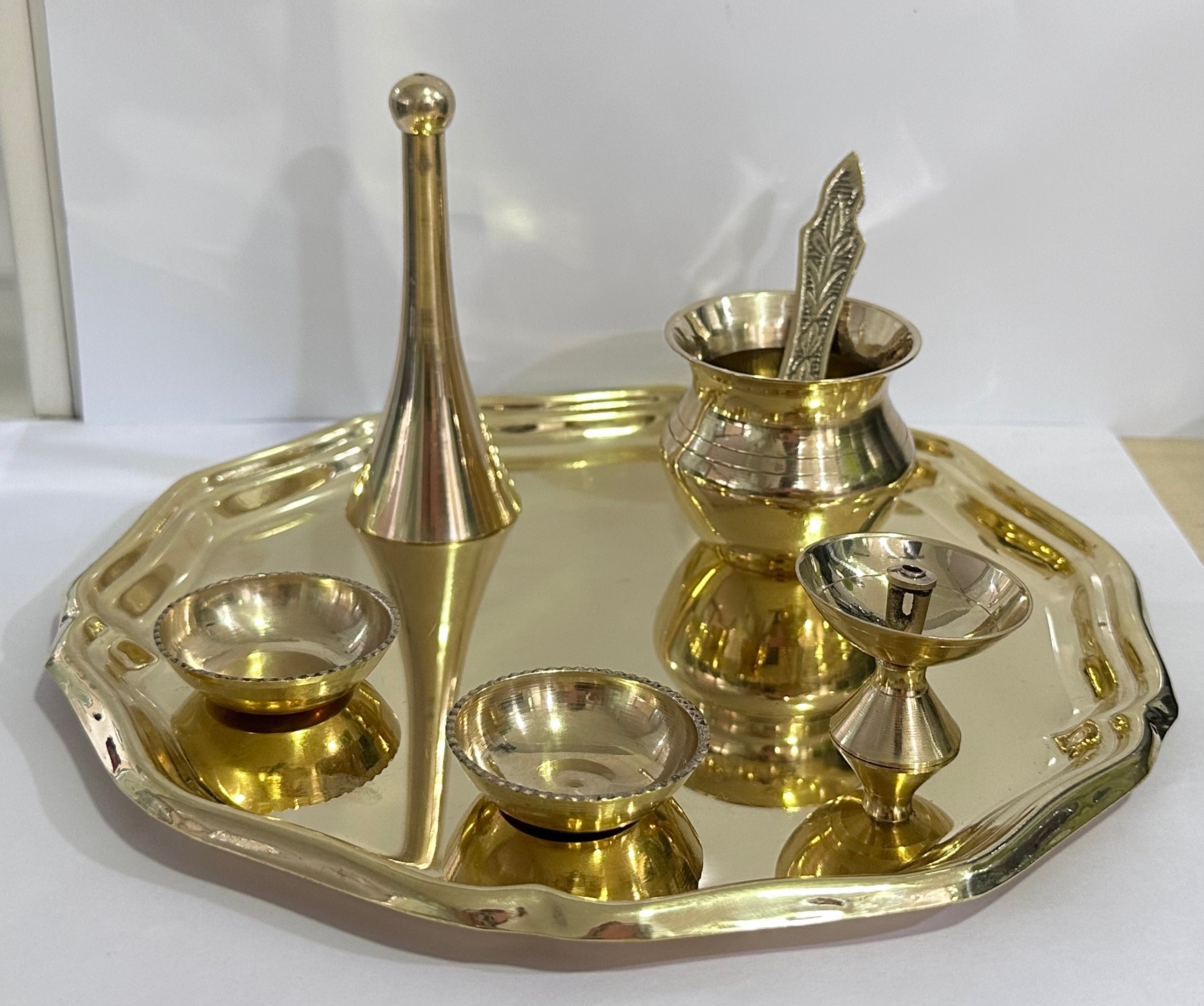 Aaradhya 7-in-1 Brass Pooja Thali-Gift Set