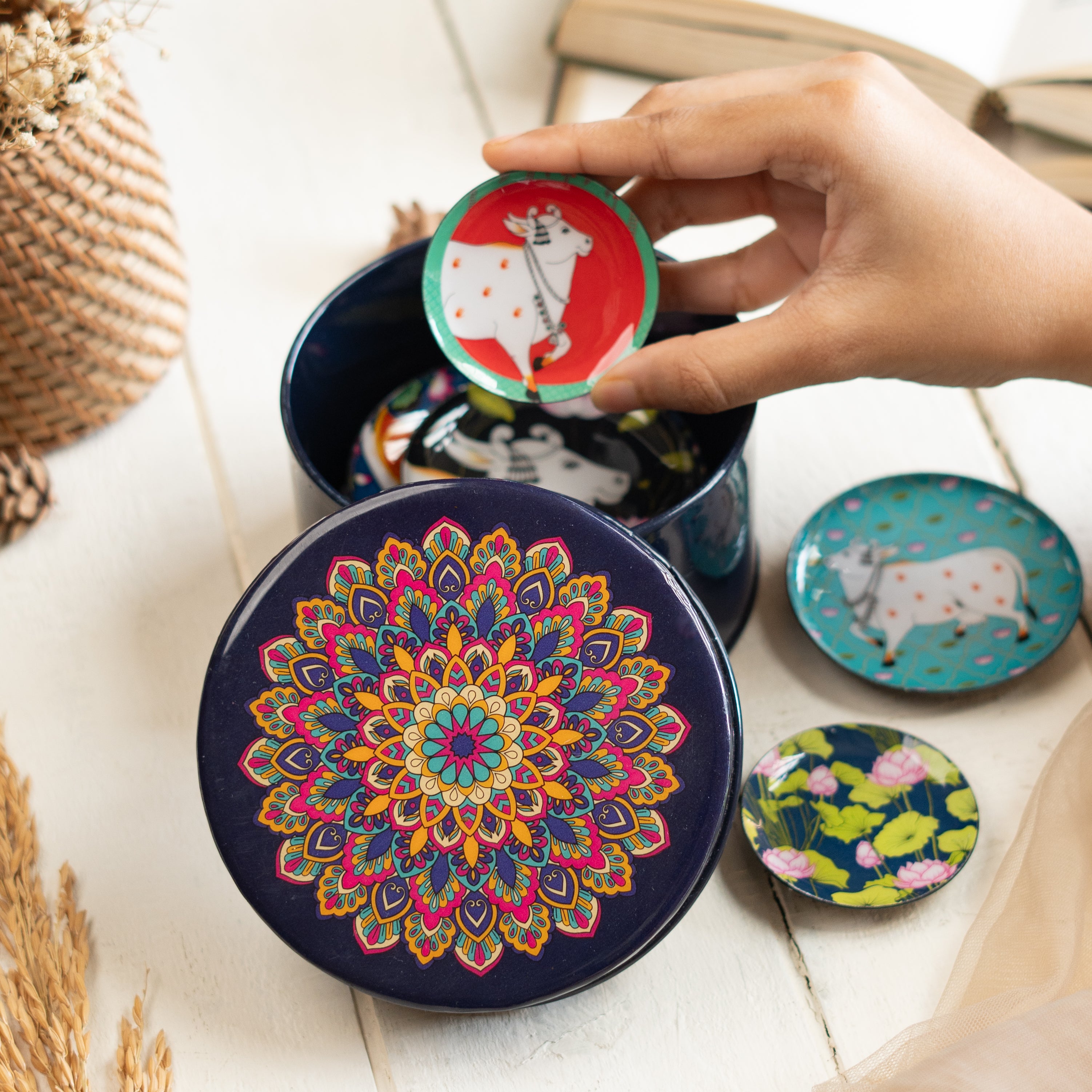 Pichwai Fridge Magnets- Set of 5