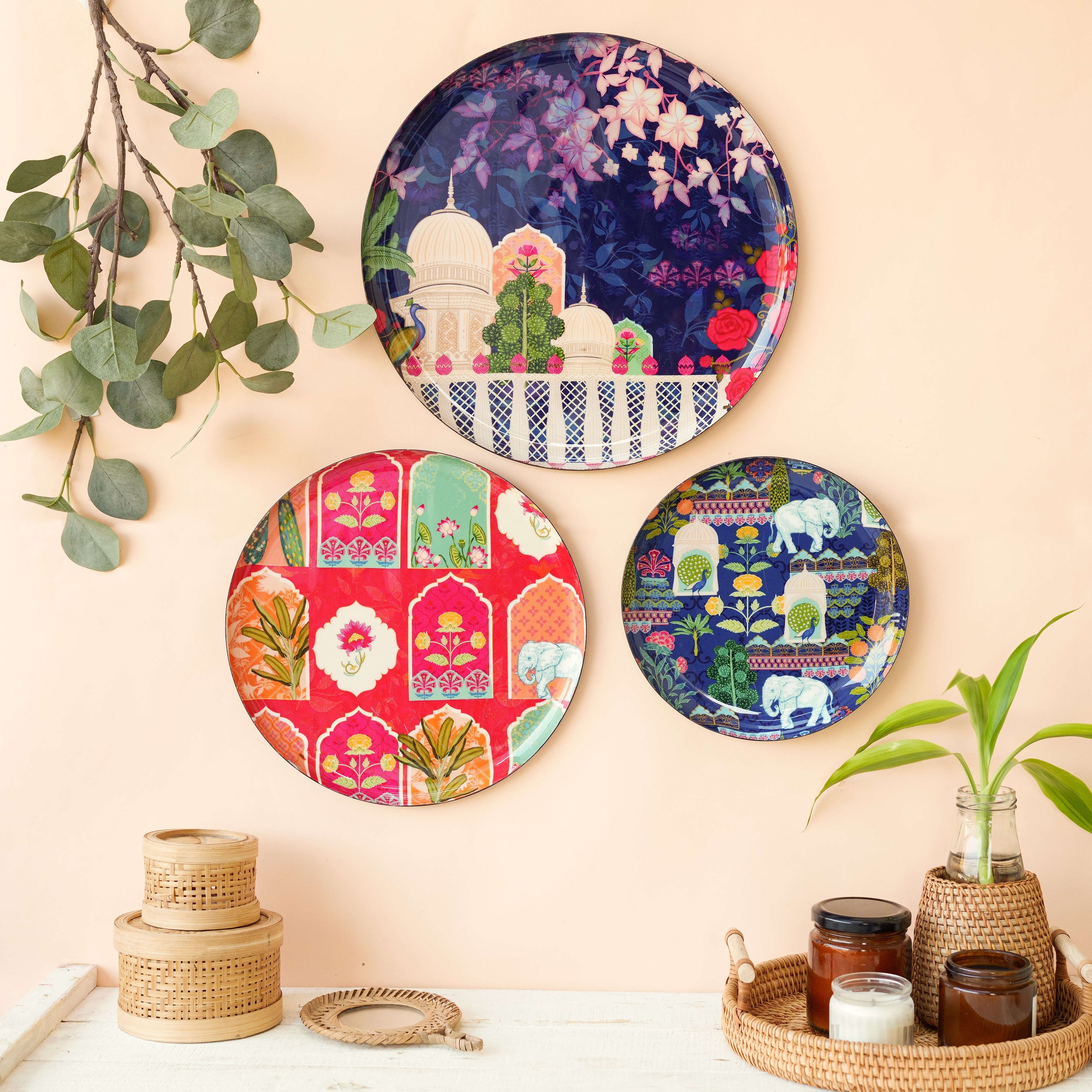 Vintage India Wall Plates - Set of 3