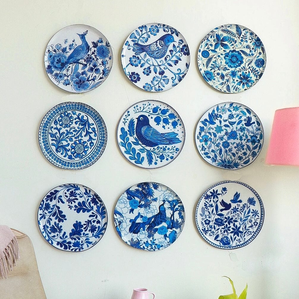 Holland Delft Art Wall Plates- Set of 9
