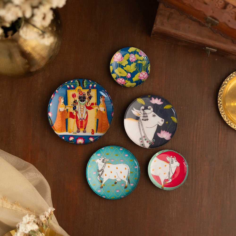 Pichwai Fridge Magnets- Set of 5