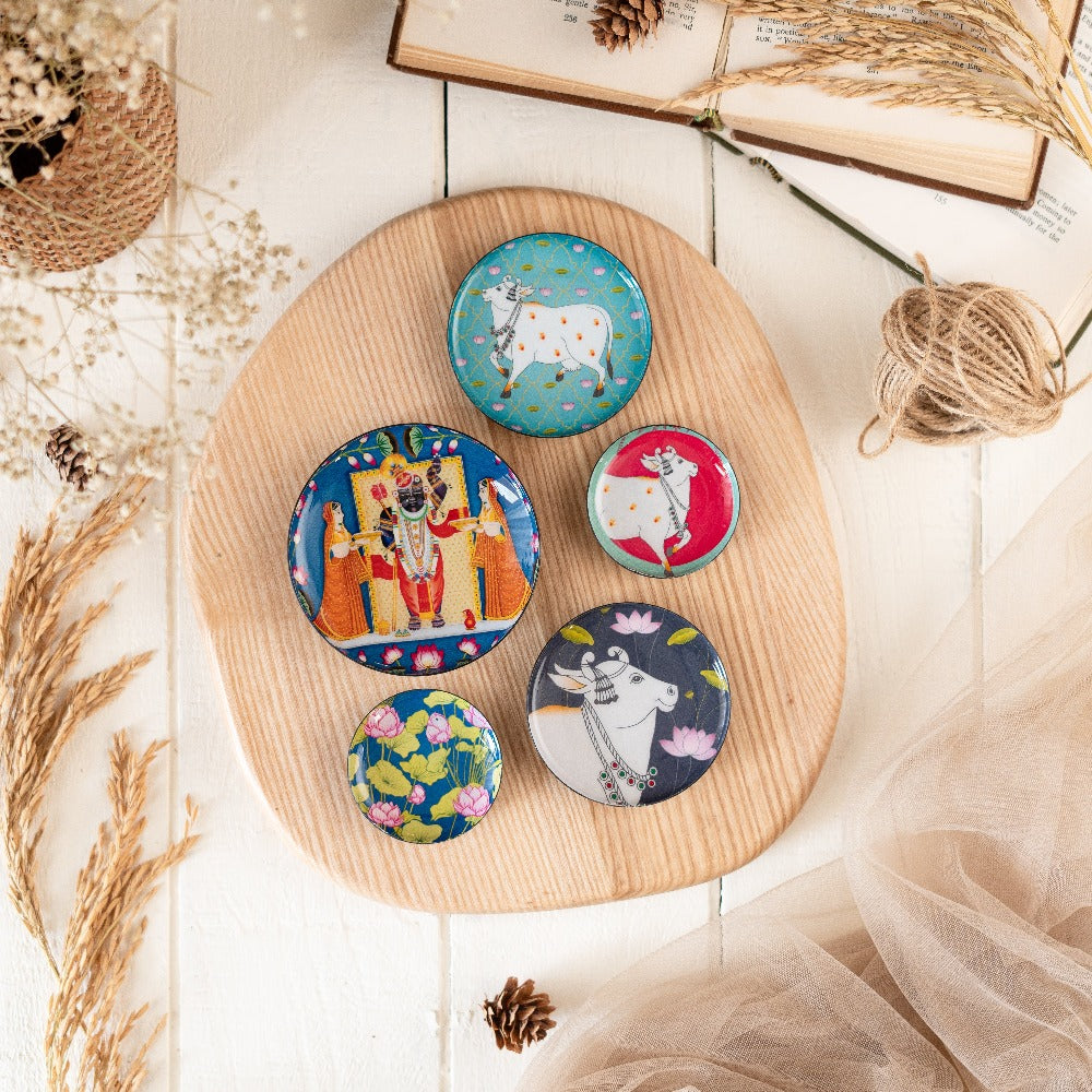 Pichwai Fridge Magnets- Set of 5