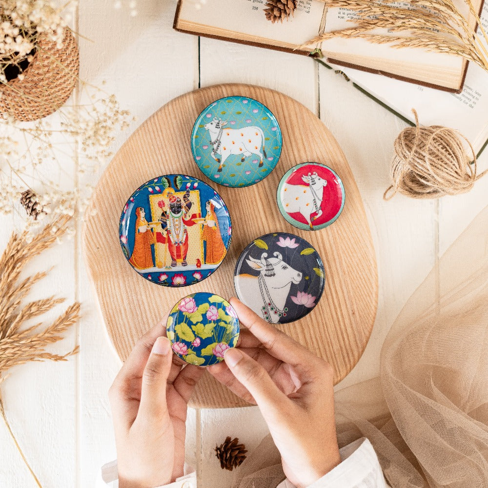 Pichwai Fridge Magnets- Set of 5