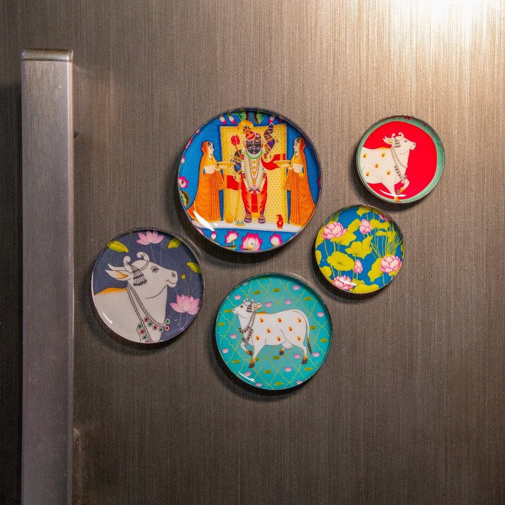 Pichwai Fridge Magnets- Set of 5
