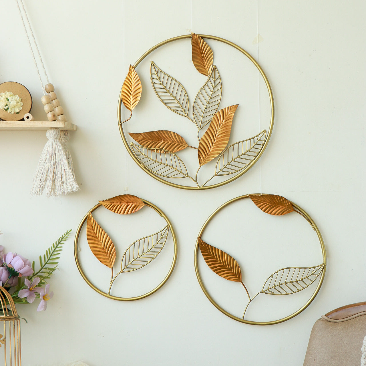 Gold leaf Wall Art- set of 3