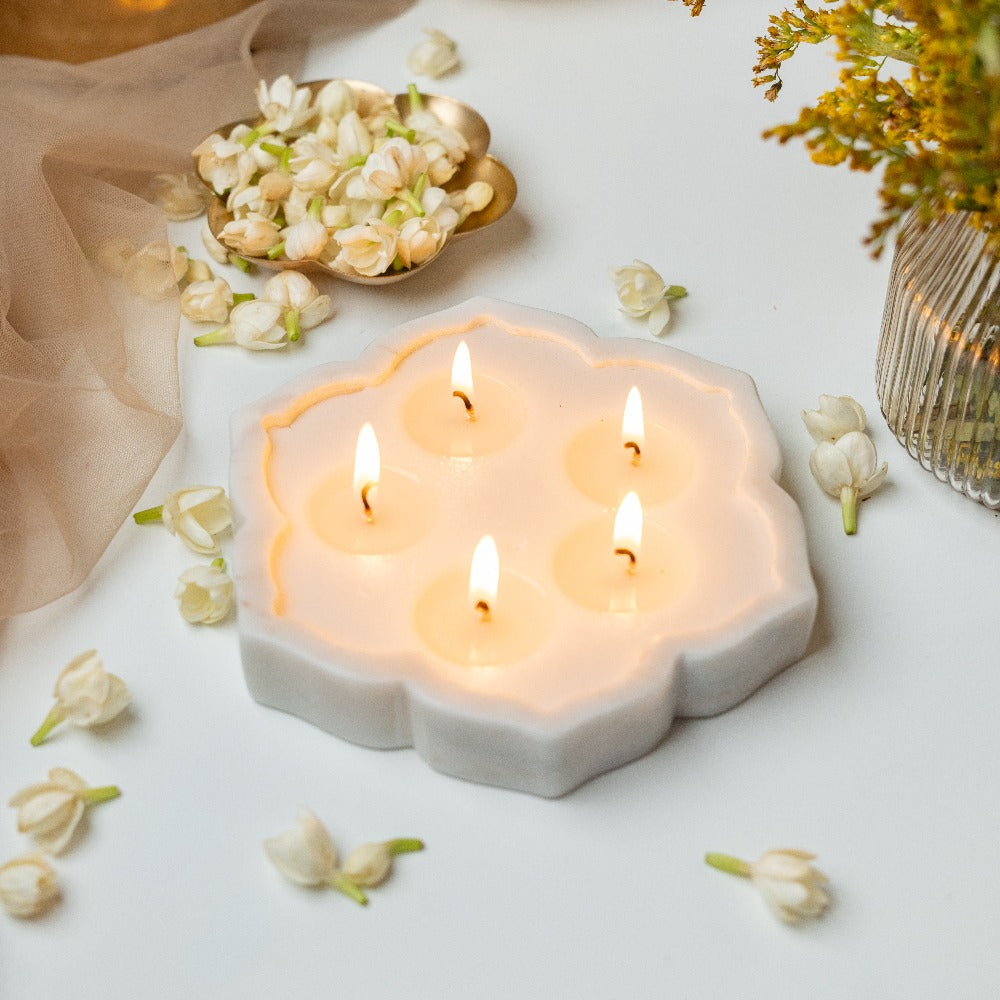 Marble Sitara Candle with Vanilla Fragrance