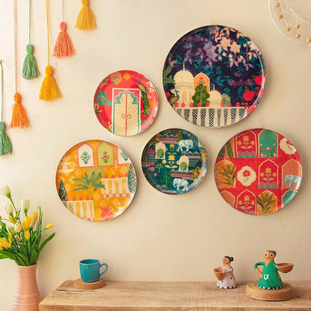 Vintage India Wall Plates - Set of 5