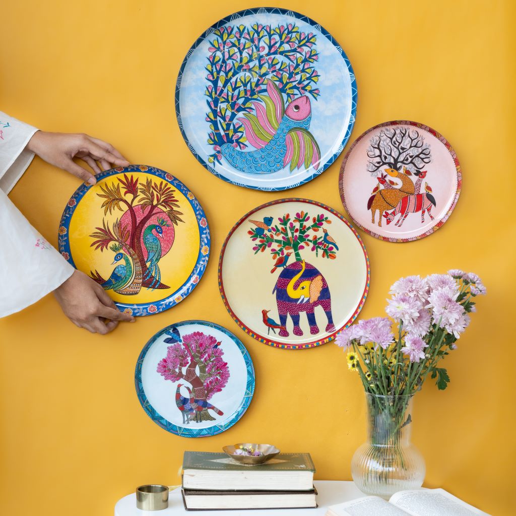Gondh Art Wall Plates - Set of 5