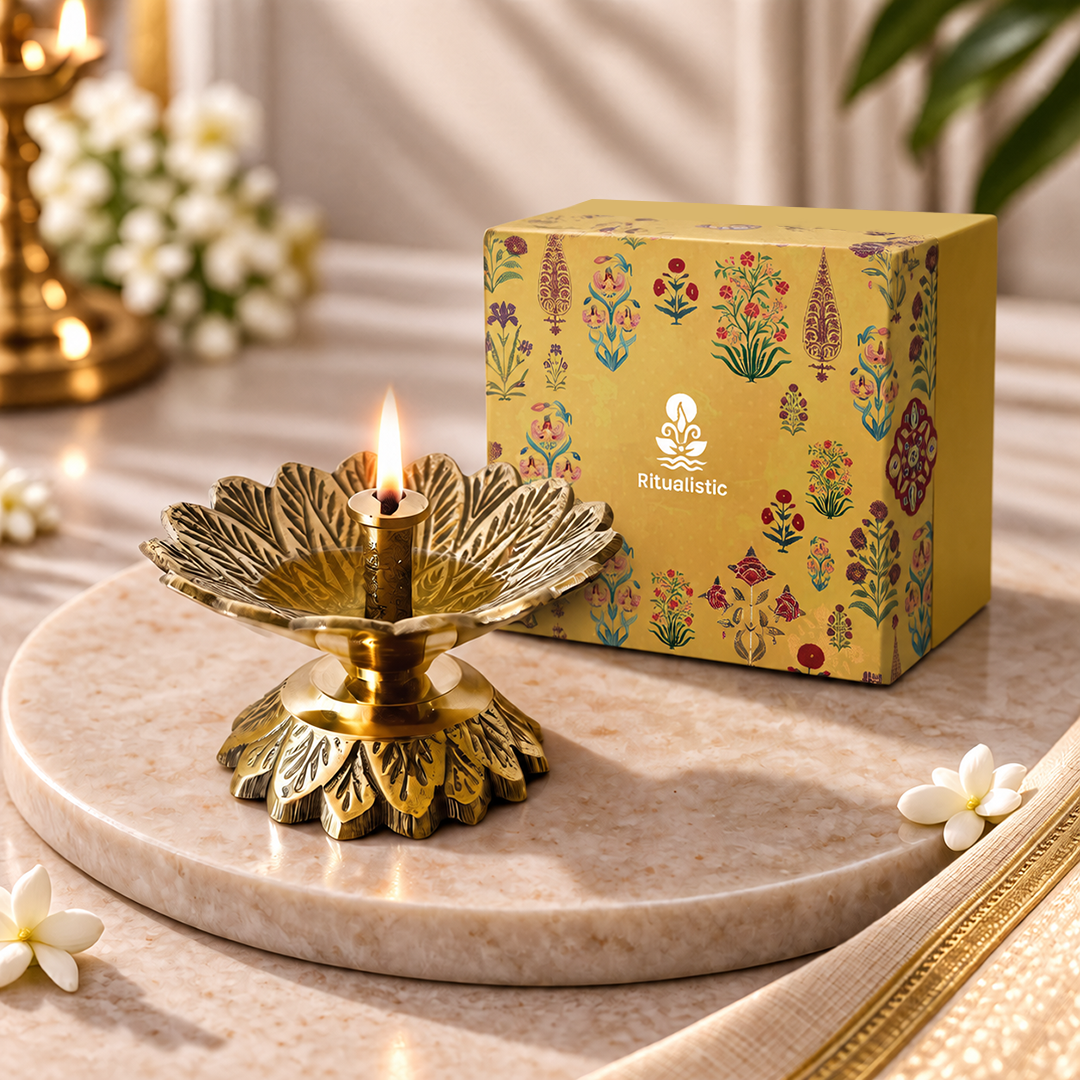 Brass Padma Jyoti Diya comes in a Gift Box