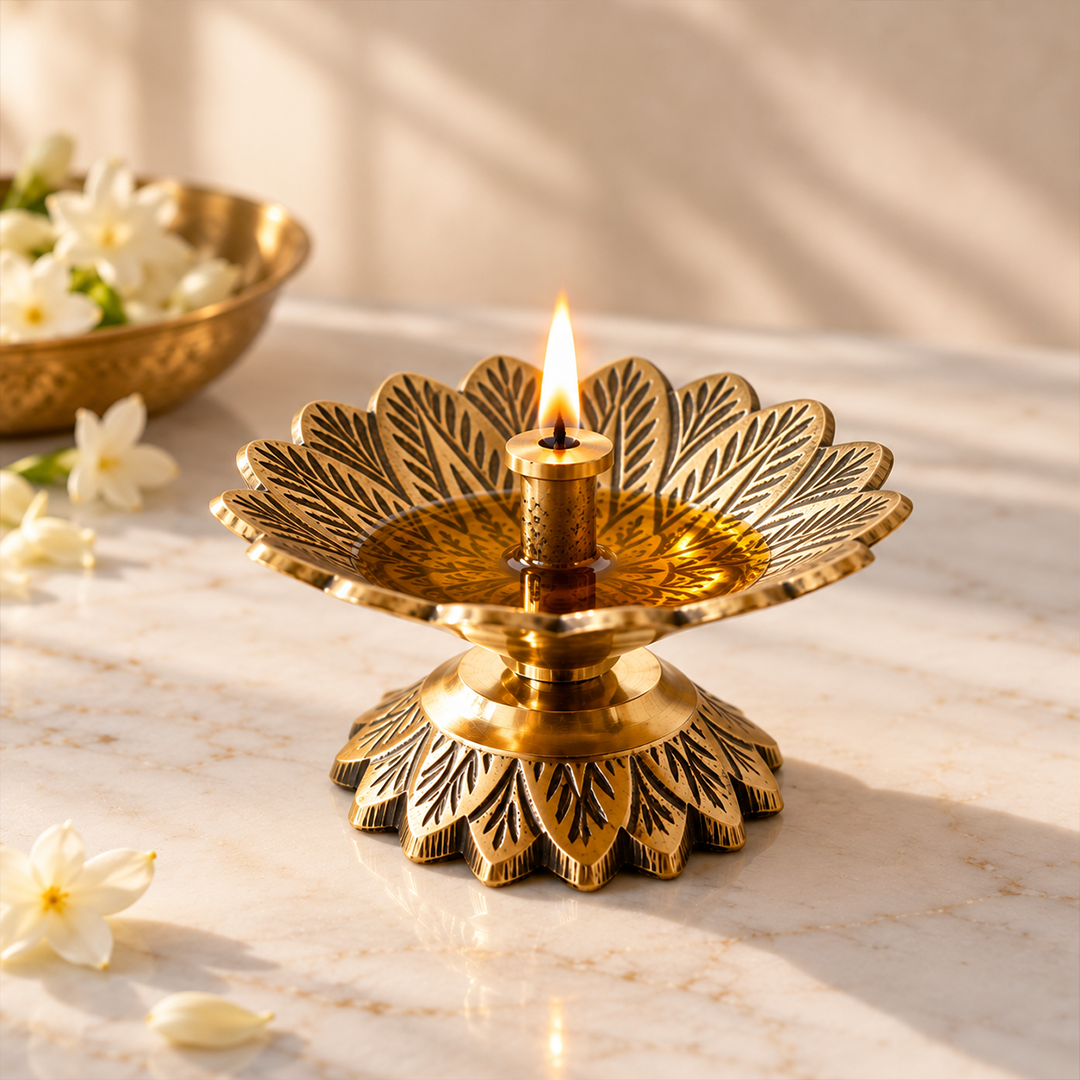 Brass Padma Jyoti Diya comes in a Gift Box