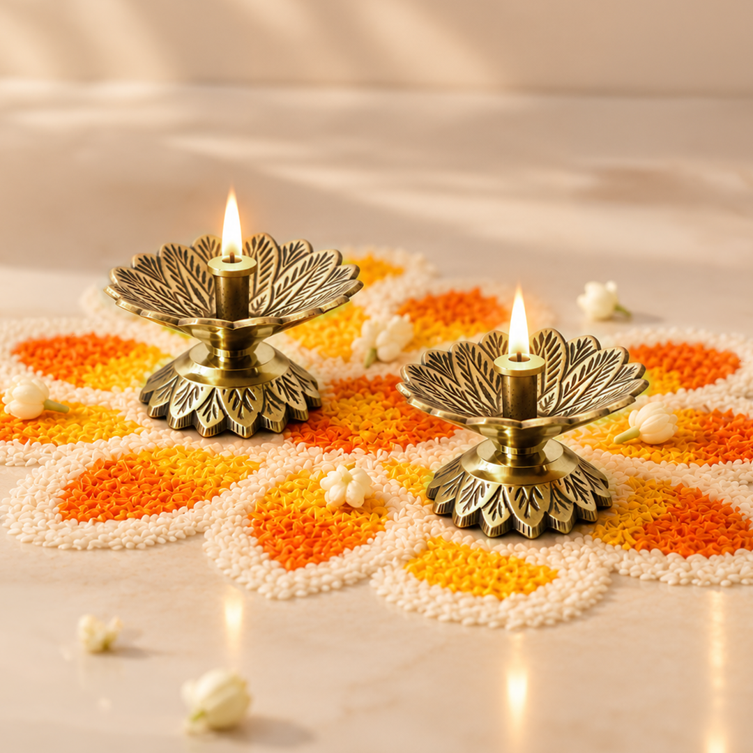 Brass Padma Jyoti Diya-Set of 2 in a Gift Box