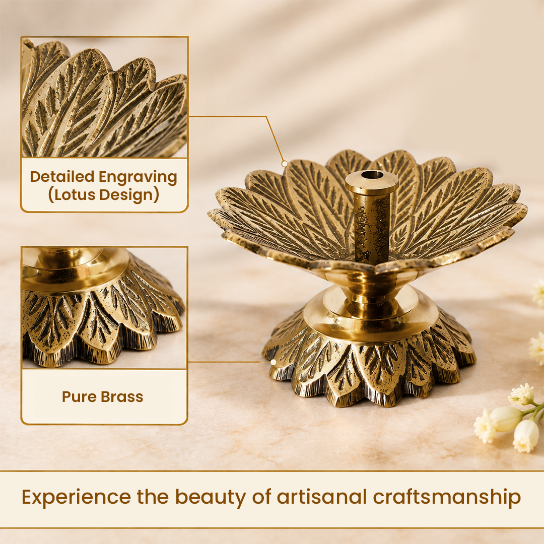 Brass Padma Jyoti Diya-Set of 2 in a Gift Box