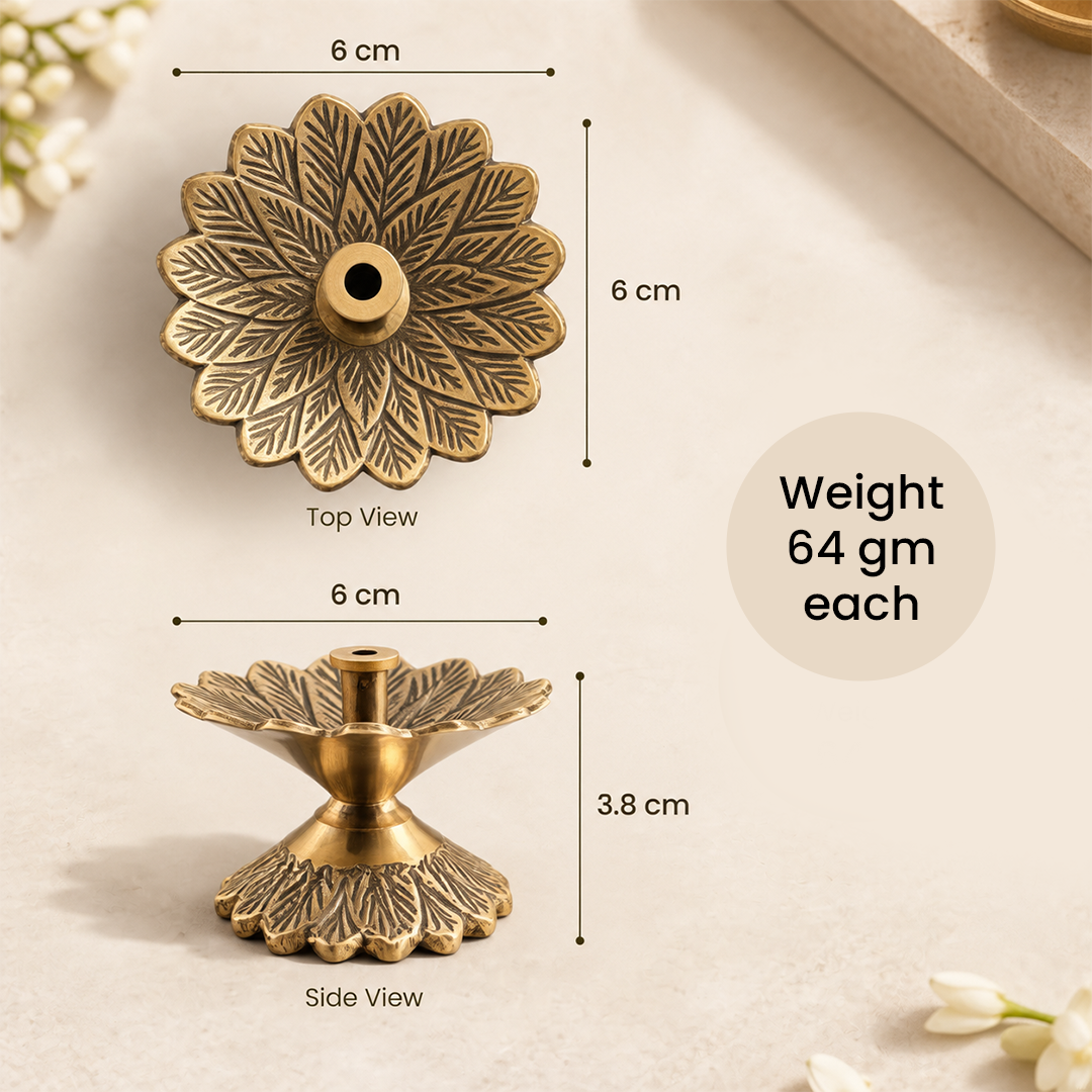 Brass Padma Jyoti Diya-Set of 4 in a Gift Box